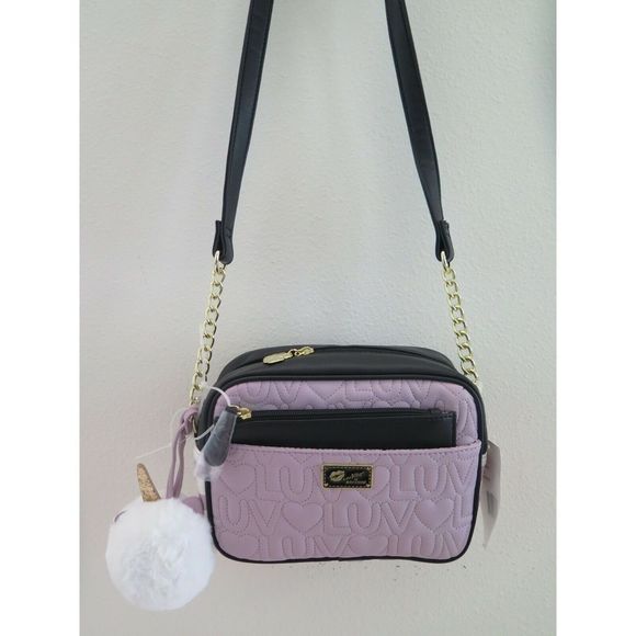 LUV BETSEY Quilted Striped MAUVE Crossbody and Pouch Set LBAIDEN Shoulder Bag - Picture 2 of 10